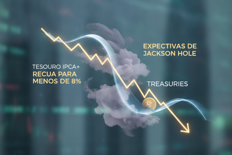 Retorno do Tesouro IPCA+ Recua para Menos de 8% em Meio à Queda dos Treasuries e Expectativas de Jackson Hole